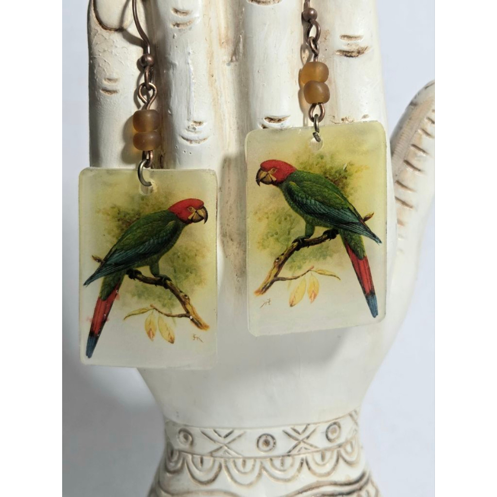 Handcrafted Vintage parrot earrings-ultra lightweight!